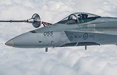 RAAF F/A-18HUG Hornet A21-55 flying in Canadian RCAF colours